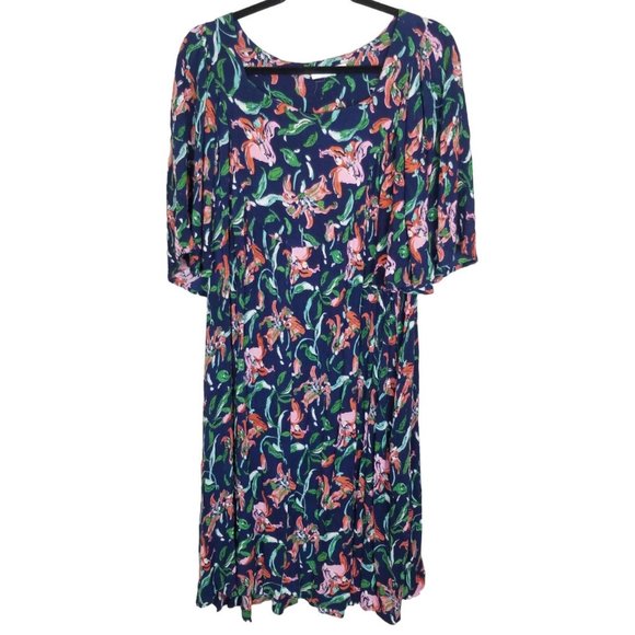 Go Softly Patio Dresses Go Softly Patio Womens Navy Blue Floral